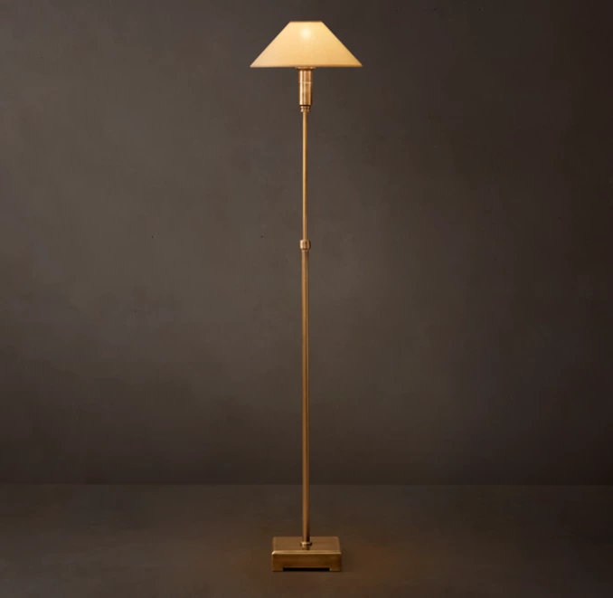 GV Pyramid Linen Floor Lamp with Telescoping Steel Base