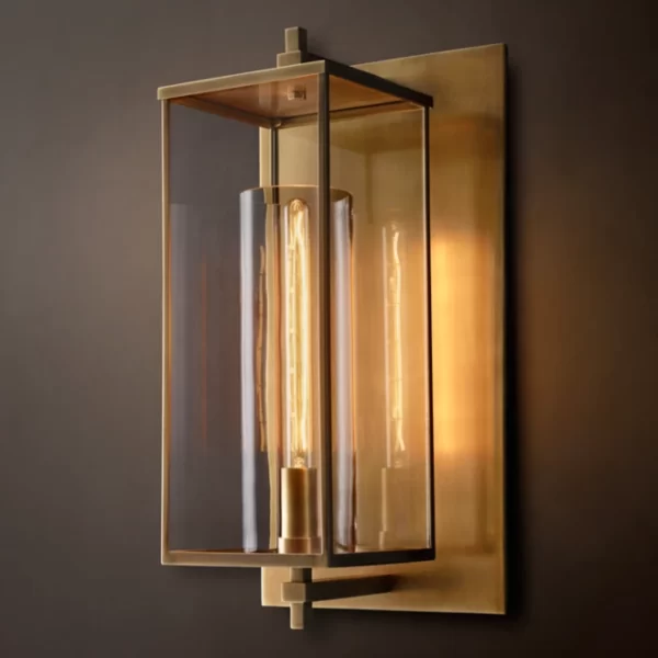 Elegant modern wall lamp with glass and gold accents for stylish lighting.
