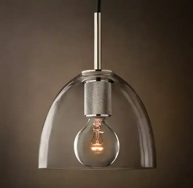 Elegant modern pendant lamp with glass shade and LED bulb for stylish lighting.