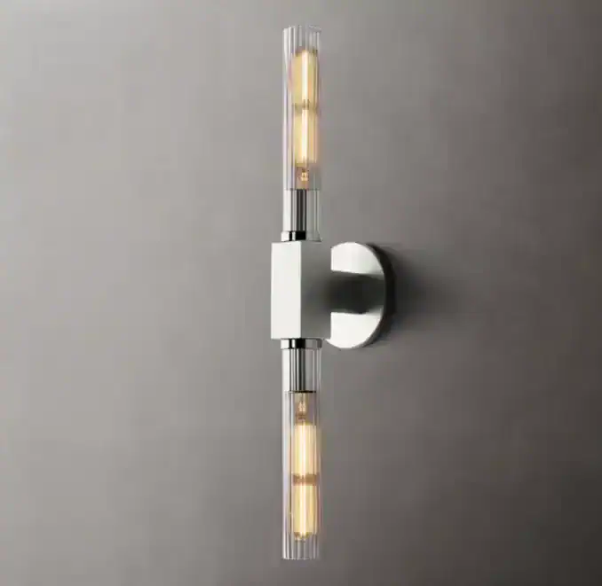 Contemporary wall-mounted light with dual LED tubes for stylish illumination.