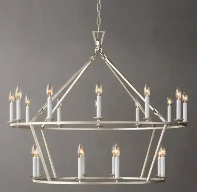 Elegant modern chandelier with multiple candle-style lights for stylish interiors.