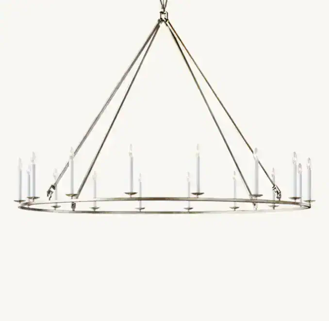 Elegant circular chandelier with candle-style lights for sophisticated interiors.