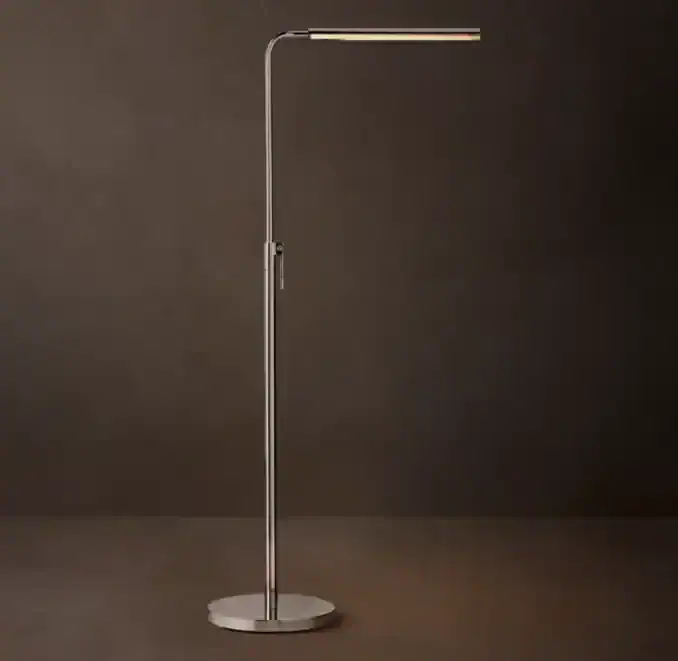 Sleek modern LED floor lamp with adjustable arm and minimalist design.