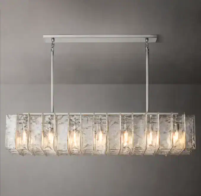 Elegant modern chandelier with glass and metal design for stylish interiors.