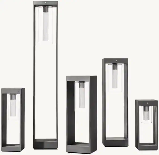 Contemporary floor lamps with sleek black frames and LED lighting.
