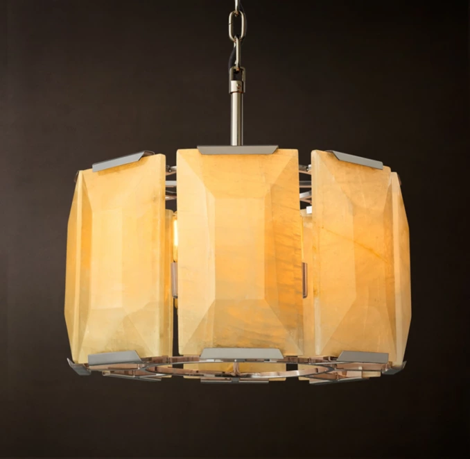 GV Harlow Calcite Chandelier 60 Inch Round Iron Light