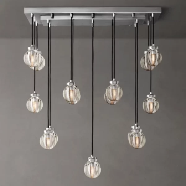 Contemporary pendant light with multiple glass globes for modern interior decor.