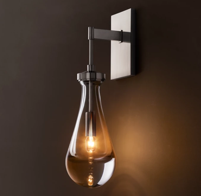 GV Rain Glass Brass Sconce Outdoor Wall Light
