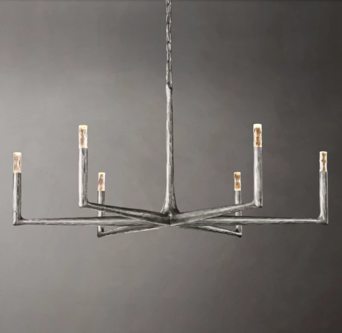 Modern metal chandelier with 8 candle-style lights for elegant decor.