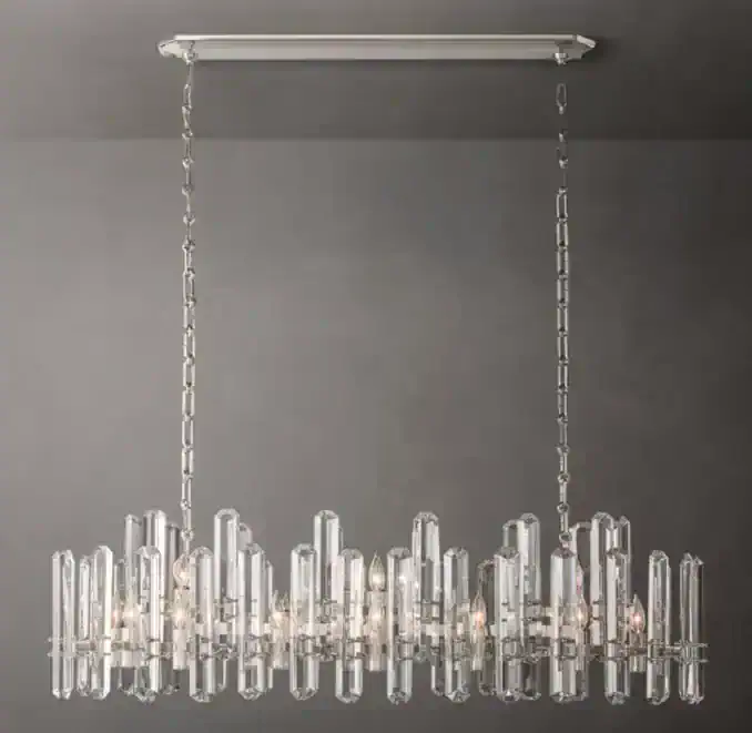 Elegant K9 crystal and brass chandelier for modern interiors.