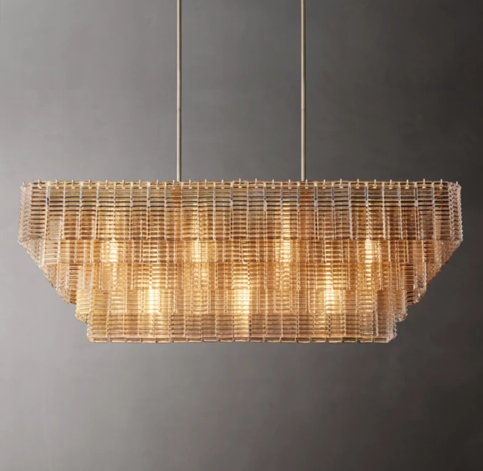Elegant wooden chandelier with warm lighting for modern interiors.