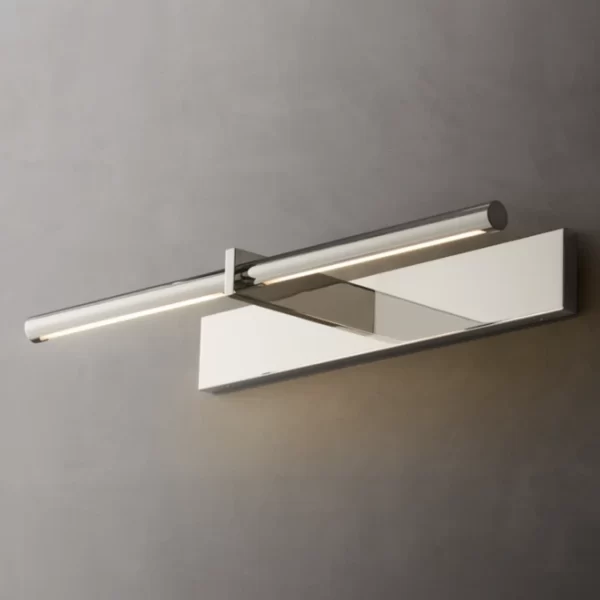 Modern brass picture light for wall decor and art illumination.