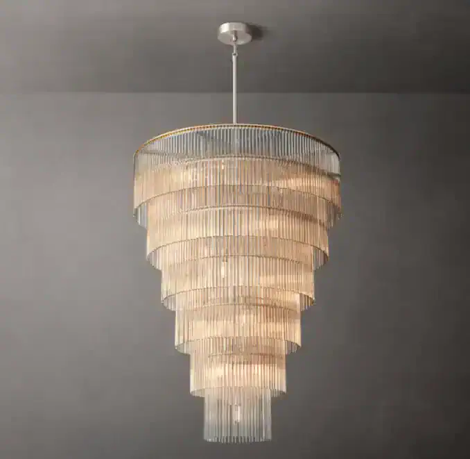 Elegant 36-inch crystal chandelier with glass and iron design for luxury lighting.