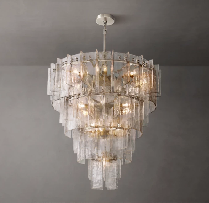 GV Glass Tiered Light Lattice Round Chandelier
