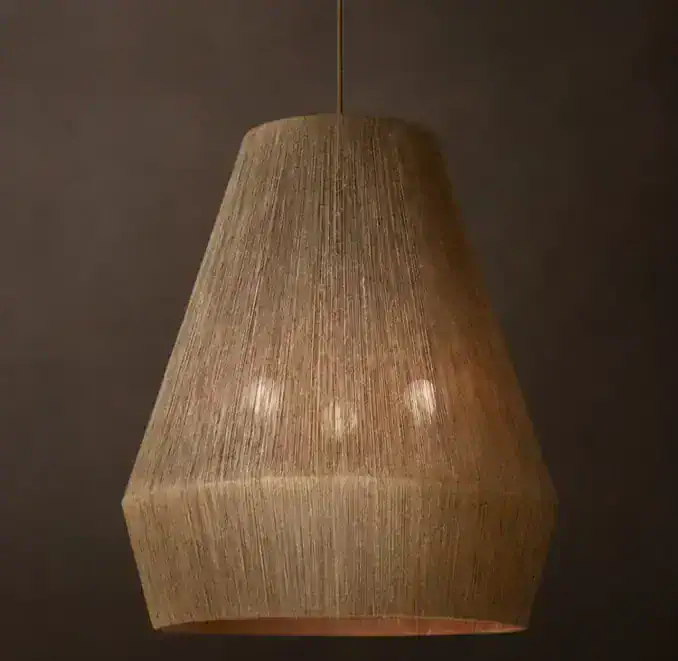 Natural jute pendant light for modern interior decor.