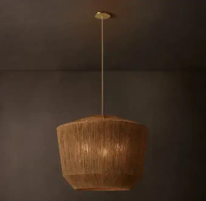 Gorvey Lighting Jute Basket Pendant light fixture for modern interiors.