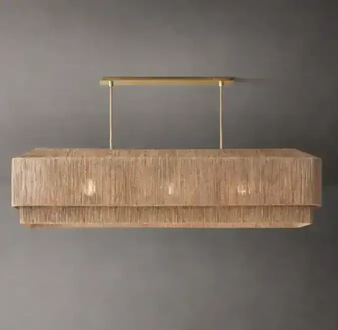 Modern jute geo chandelier for stylish lighting.