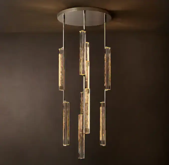 Elegant crystal chandelier with LED lights for modern lighting decor.