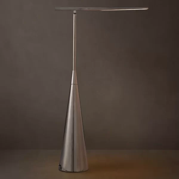 Modern adjustable LED floor lamp with sleek metallic finish.