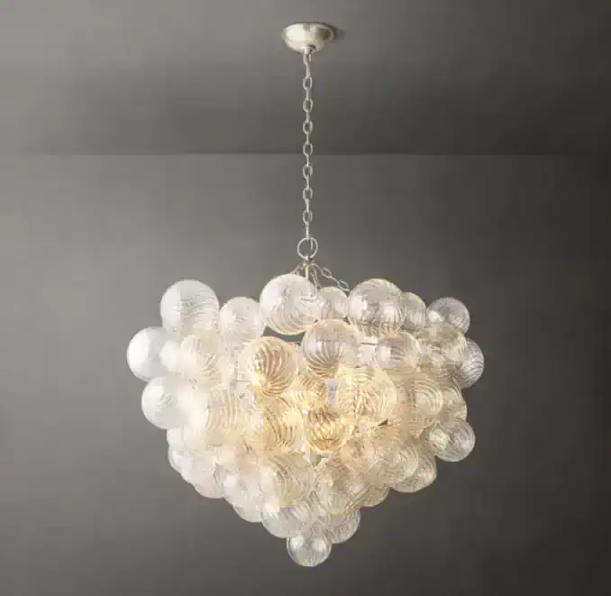 Elegant glass orb chandelier for modern lighting decor.