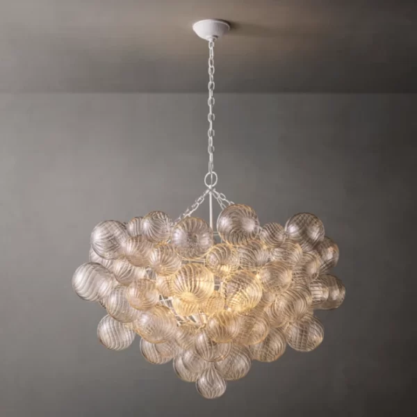 Elegant glass orb chandelier for modern lighting decor.