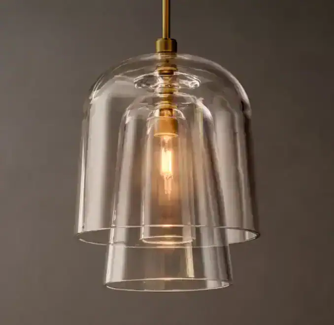 Gorvey glass pendant light with clear double-layered glass shade.
