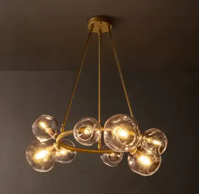 Elegant glass chandelier with round bubble design for modern lighting.
