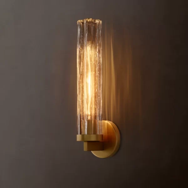 Elegant smoke glass wall sconce with bronze finish for modern lighting.