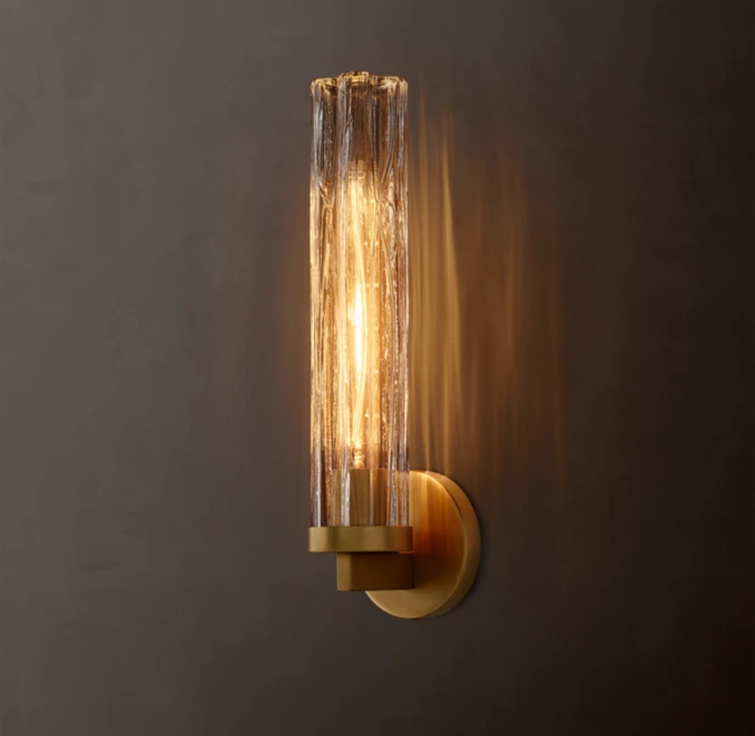 Elegant smoke glass wall sconce with bronze finish for modern lighting.