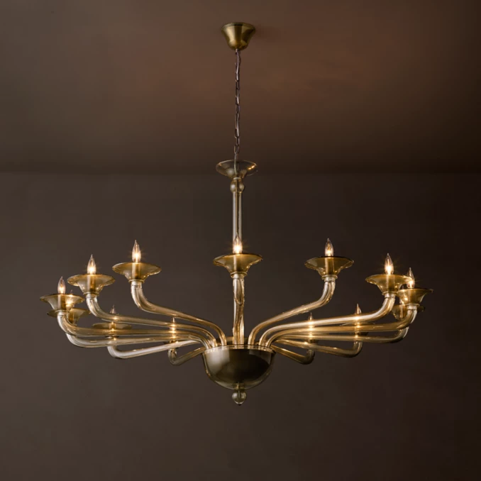 Elegant modern glass chandelier with multiple light fixtures for stylish lighting.