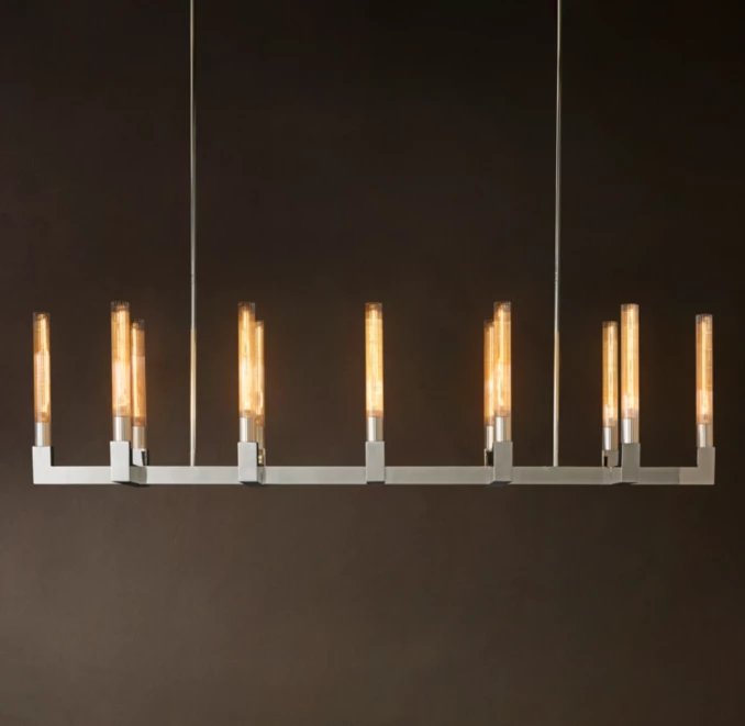 GV Cannele Brass Chandelier Linear Ribbed Glass