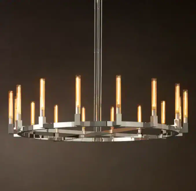 Elegant modern chandelier with warm LED lights for stylish interiors.