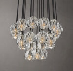Elegant crystal brass cluster chandelier for modern lighting design.