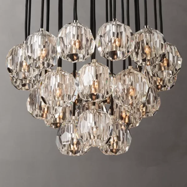 Elegant crystal cluster chandelier for luxurious lighting decor.