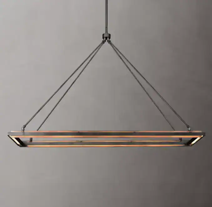Contemporary LED pendant light fixture with sleek design and warm lighting.